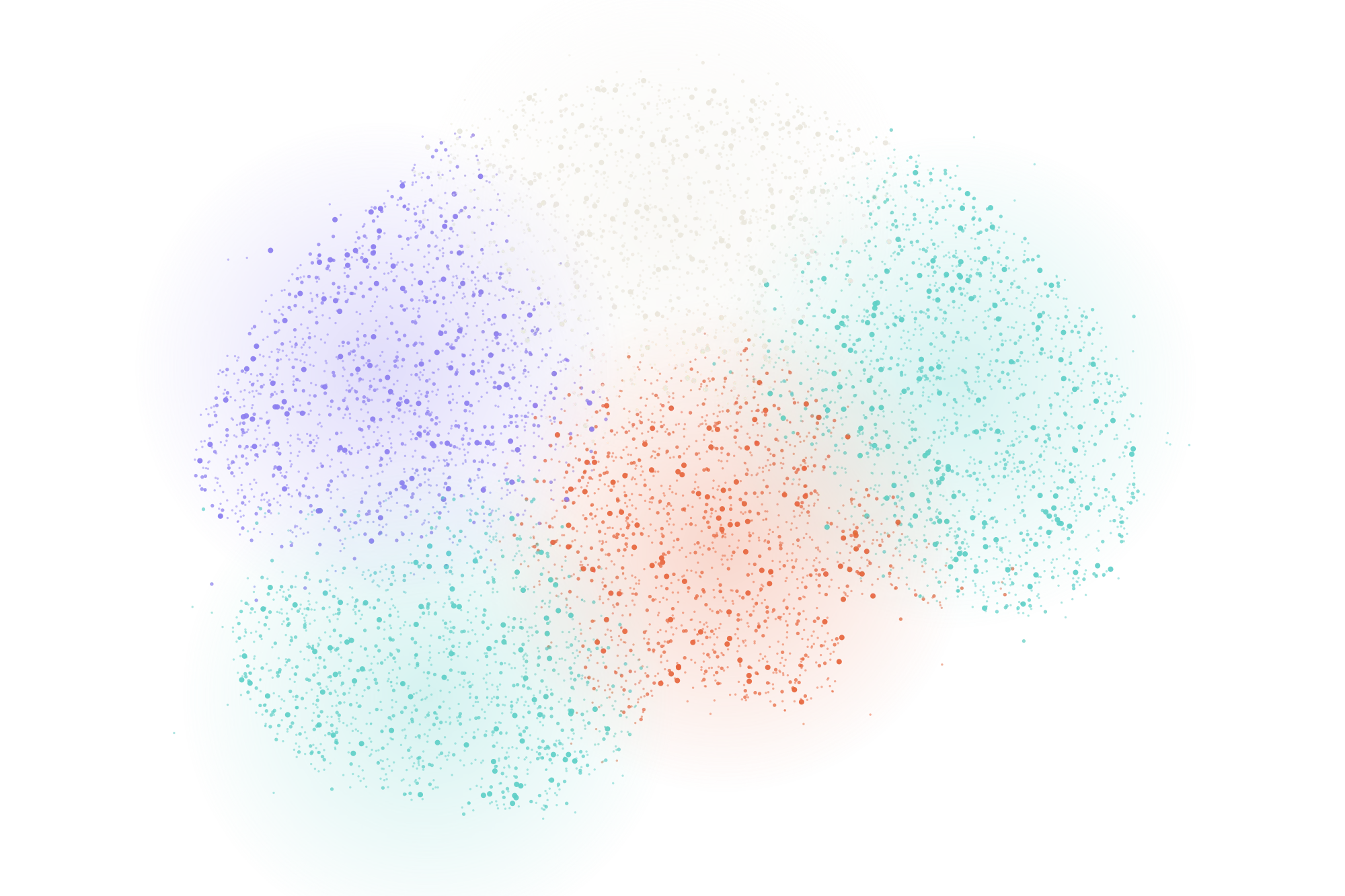 Cerebro formado por partículas de colores